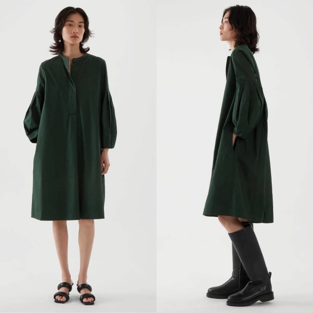 COS Midi Shirt Dress in Dark Green | Size 4 | NWOT